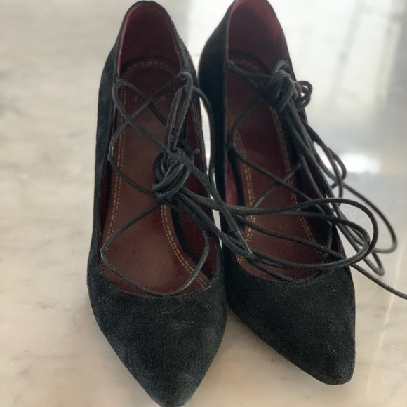 SOLD MAJE lace up ankle tie leather heels - Picture 5 of 5